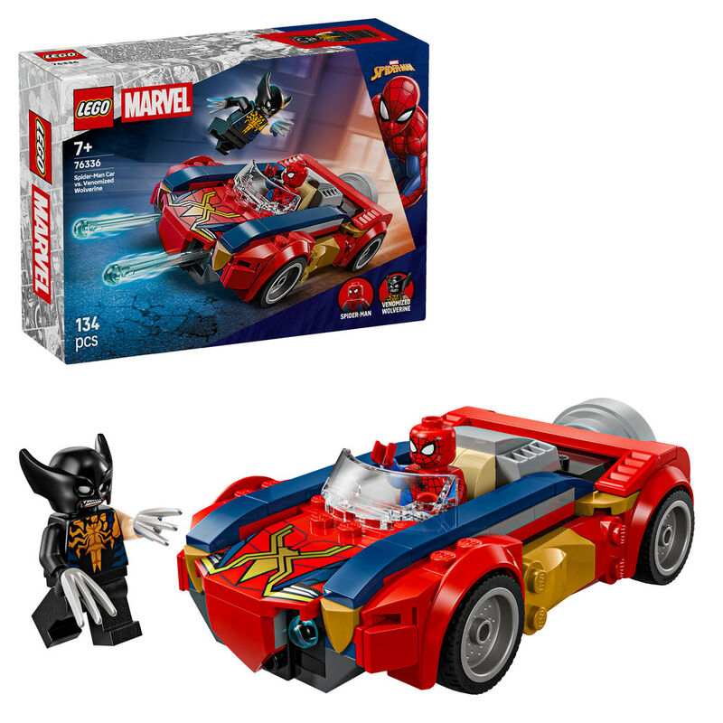 Lego marvel - coche de spider-man vs lobezno venomizado