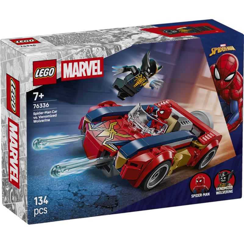 Lego marvel - coche de spider-man vs lobezno venomizado