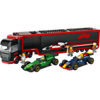 Lego city - camión de f1 con coches de f1 rb20 y amr24