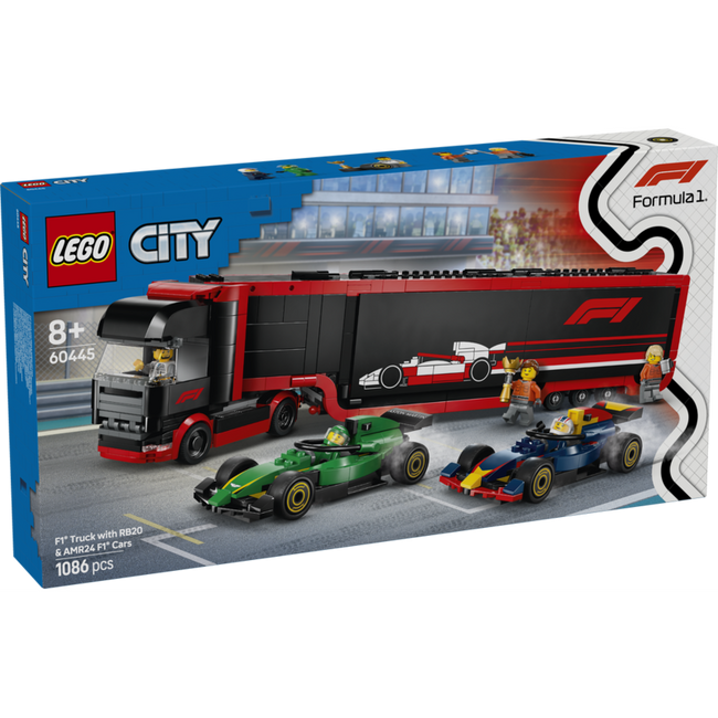 Lego city - camión de f1 con coches de f1 rb20 y amr24 Hover Image