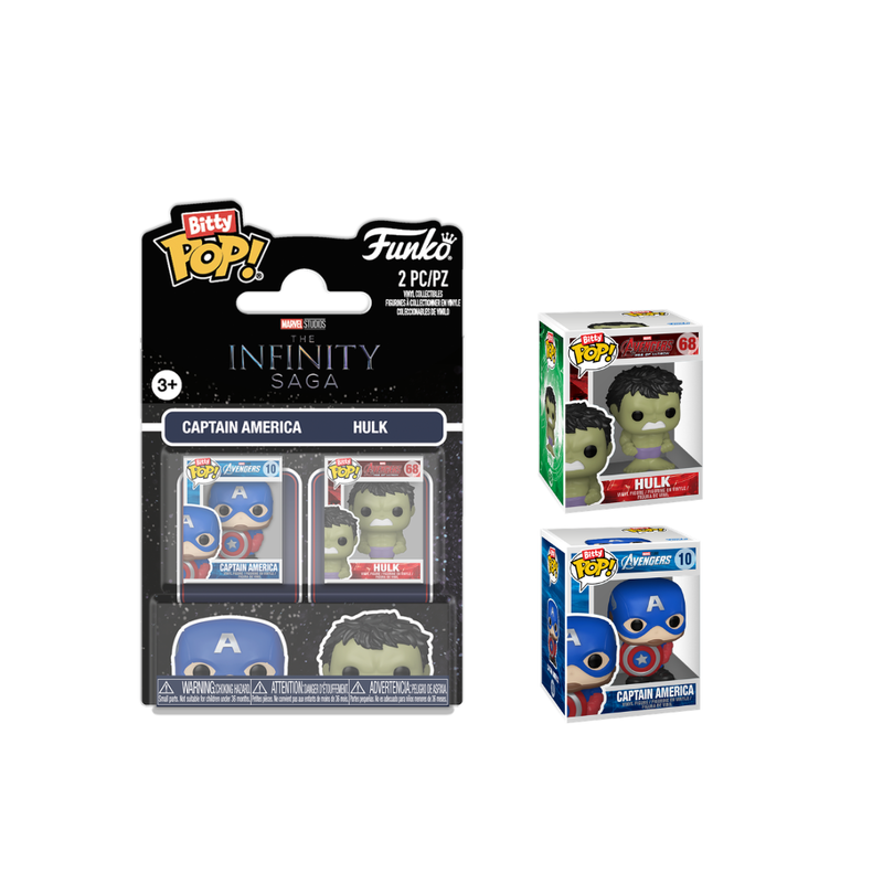 Funko bitty pop 2pk marvel infinity saga- capitan america & hulk