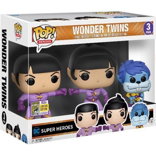 Funko POP! DC Super Heroes Wonder Twins (Zan, Jayna & Gleek) Summer Convention Exclusive 2017 (1 unidad, ver fotos reales, no acepta devoluciones)