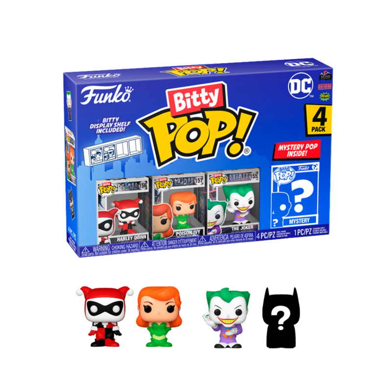 Funko bitty pop! batman - harley quinn, poison ivy, the joker y ?