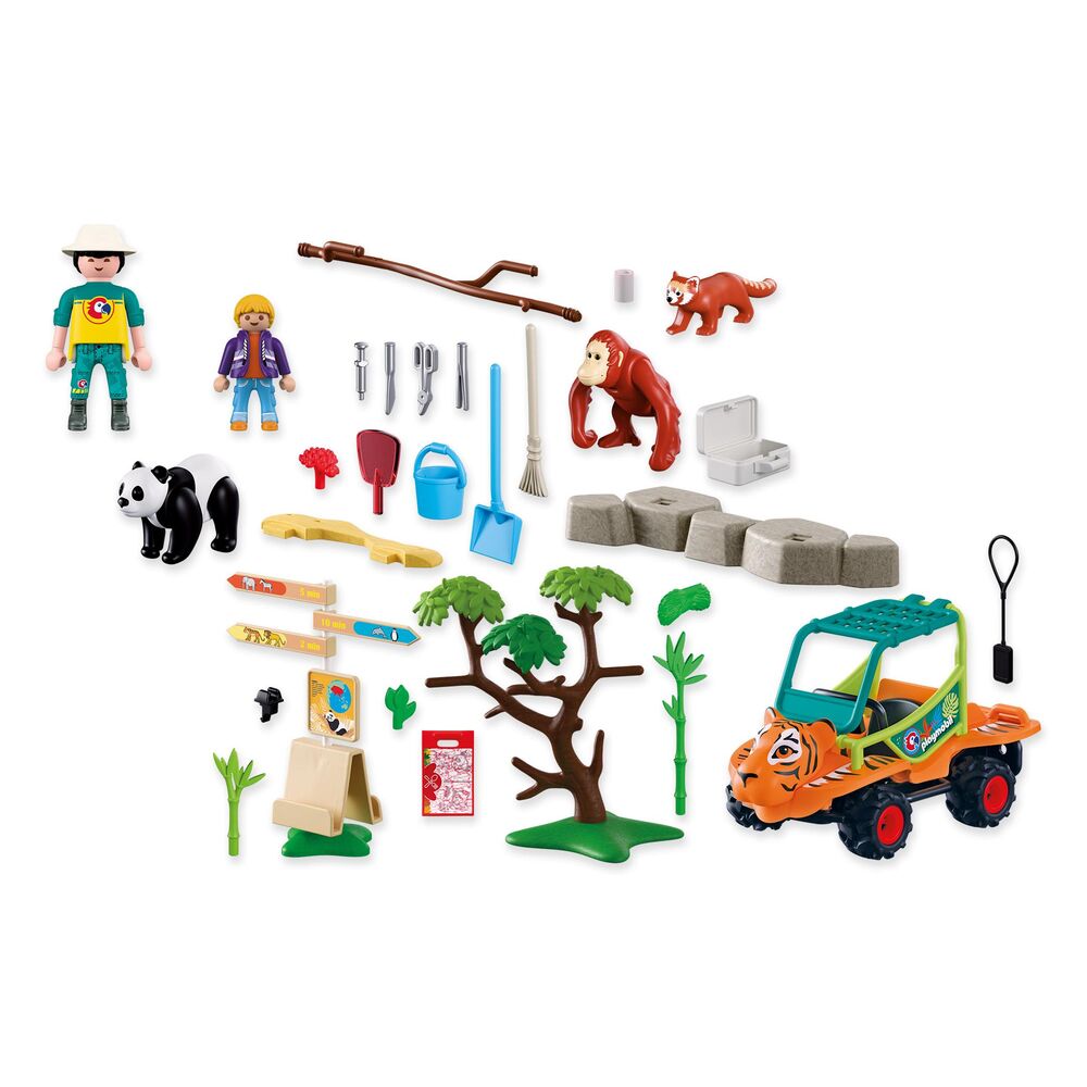 Playmobil - zoo: cuidador de zoo con vehículo