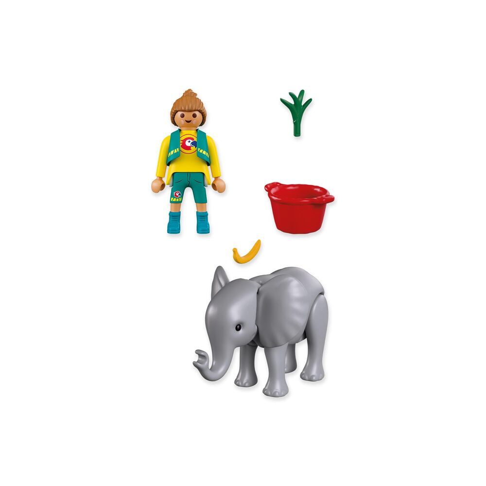 Playmobil - zoo: elefante bebé y cuidadora