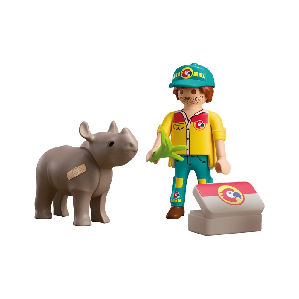 Playmobil - duo pack cuidador con rinoceronte