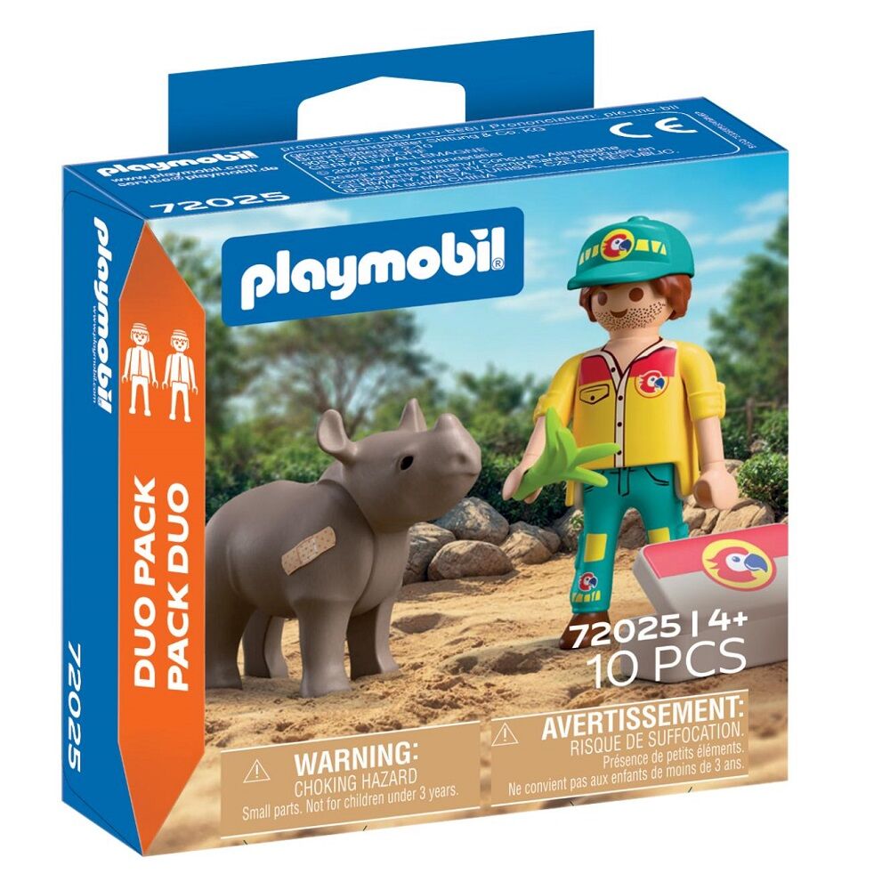Playmobil - duo pack cuidador con rinoceronte