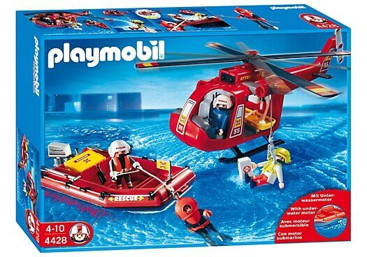 Playmobil 4428 helicóptero y lancha de salvamento marítimo