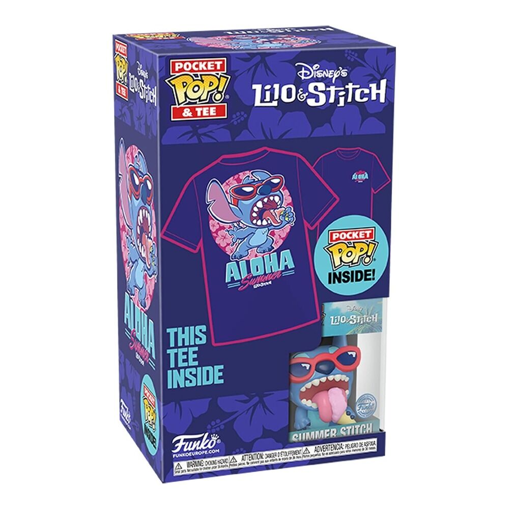 Funko pocket pop! stitch exclusivo + camiseta infantil talla l stitch (10-11 aos)