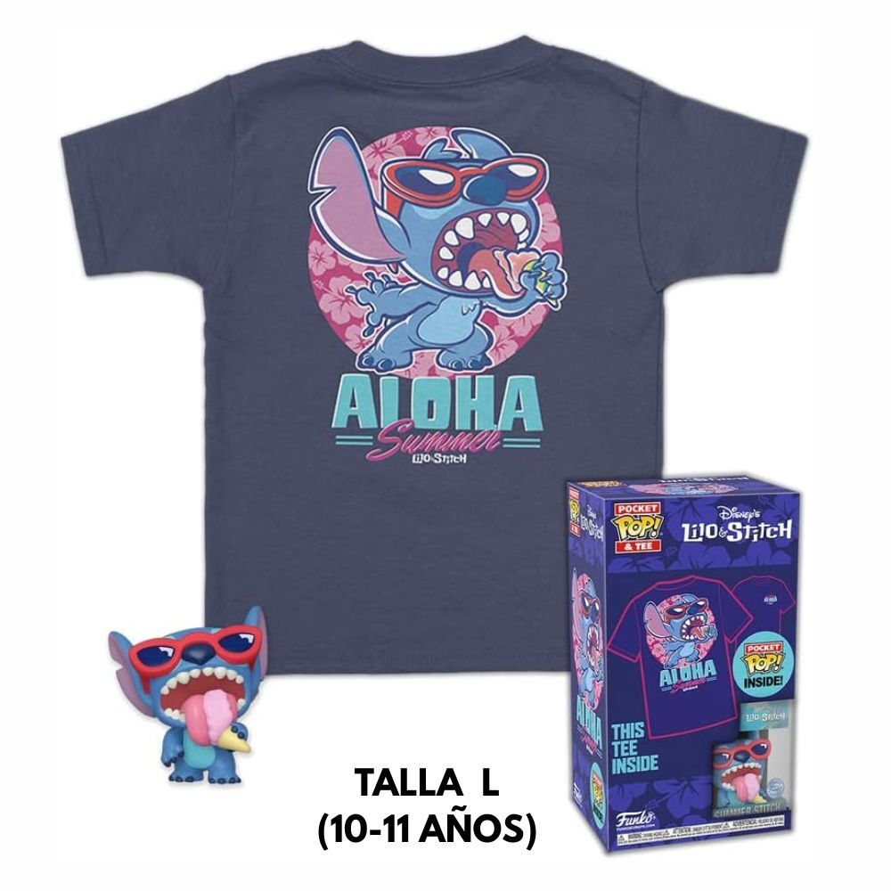 Funko pocket pop! stitch exclusivo + camiseta infantil talla l stitch (10-11 aos)