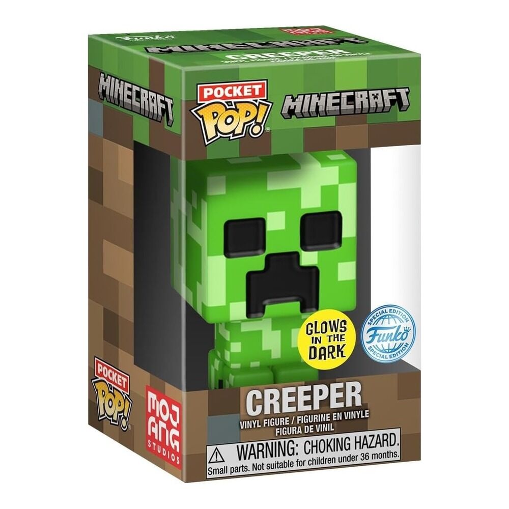Funko pocket pop! minecraft creeper (glow in the dark) special edition + camiseta infantil talla l (10-11 aos)