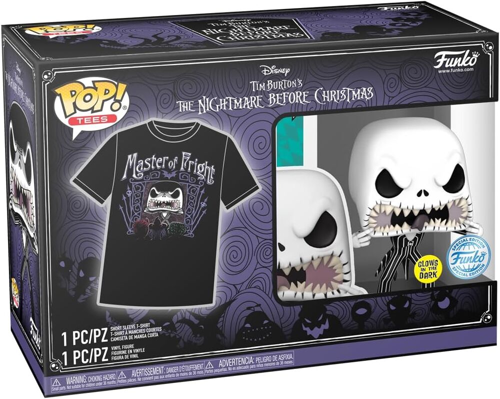 Funko pop! tees & vinyl disney pesadilla antes de navidad - jack skellington (glow in the dark) - camiseta talla xl