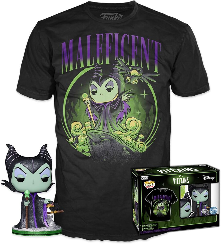Funko pop! tees & vinyl disney - maléfica (diamond glitter) - camiseta talla l