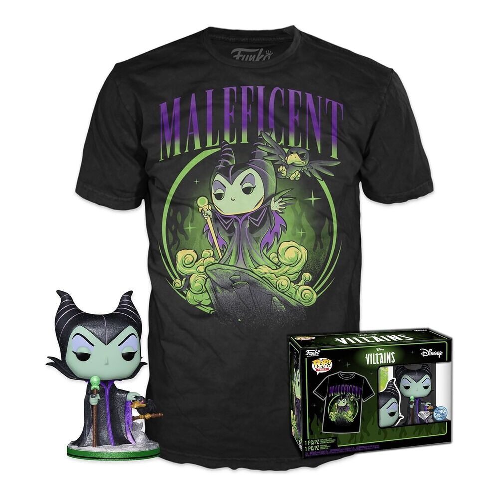 Funko pop! tees & vinyl disney - maléfica (diamond glitter) - camiseta talla m