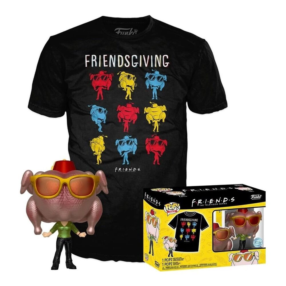 Funko pop! tees & vinyl friends - mónica con pavo (special edition) + camiseta talla m