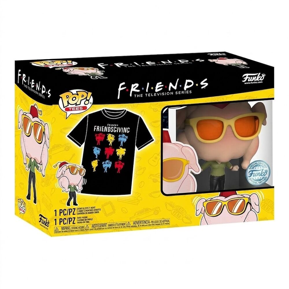 Funko pop! tees & vinyl friends - mónica con pavo (special edition) + camiseta talla xl