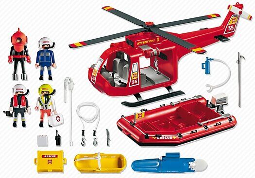 Playmobil 4428 helicóptero y lancha de salvamento marítimo