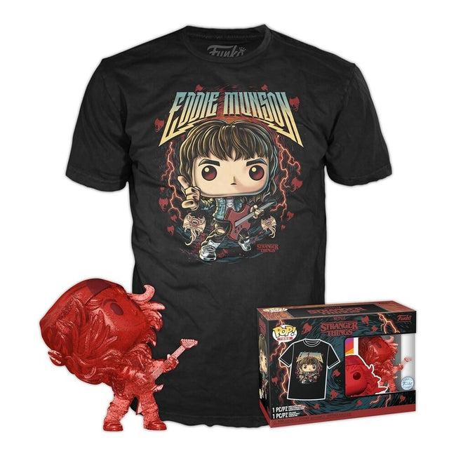 Funko pop! tees & vinyl stranger things - eddie cazador con guitarra (special edition) + camiseta talla xl Hover Image