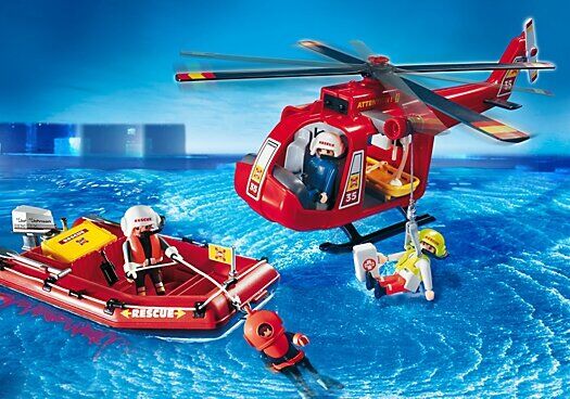 Playmobil 4428 helicóptero y lancha de salvamento marítimo