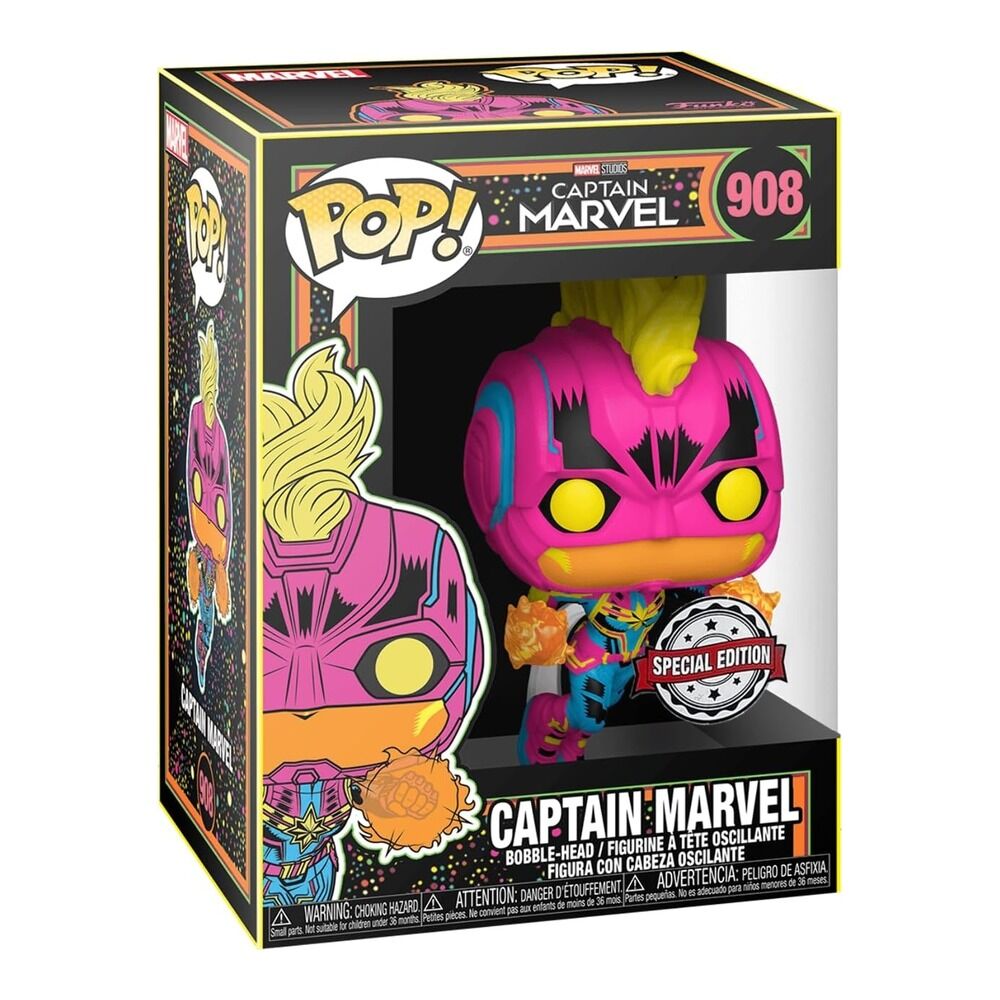 Funko pop! marvel: black light - capitana marvel exclusivo