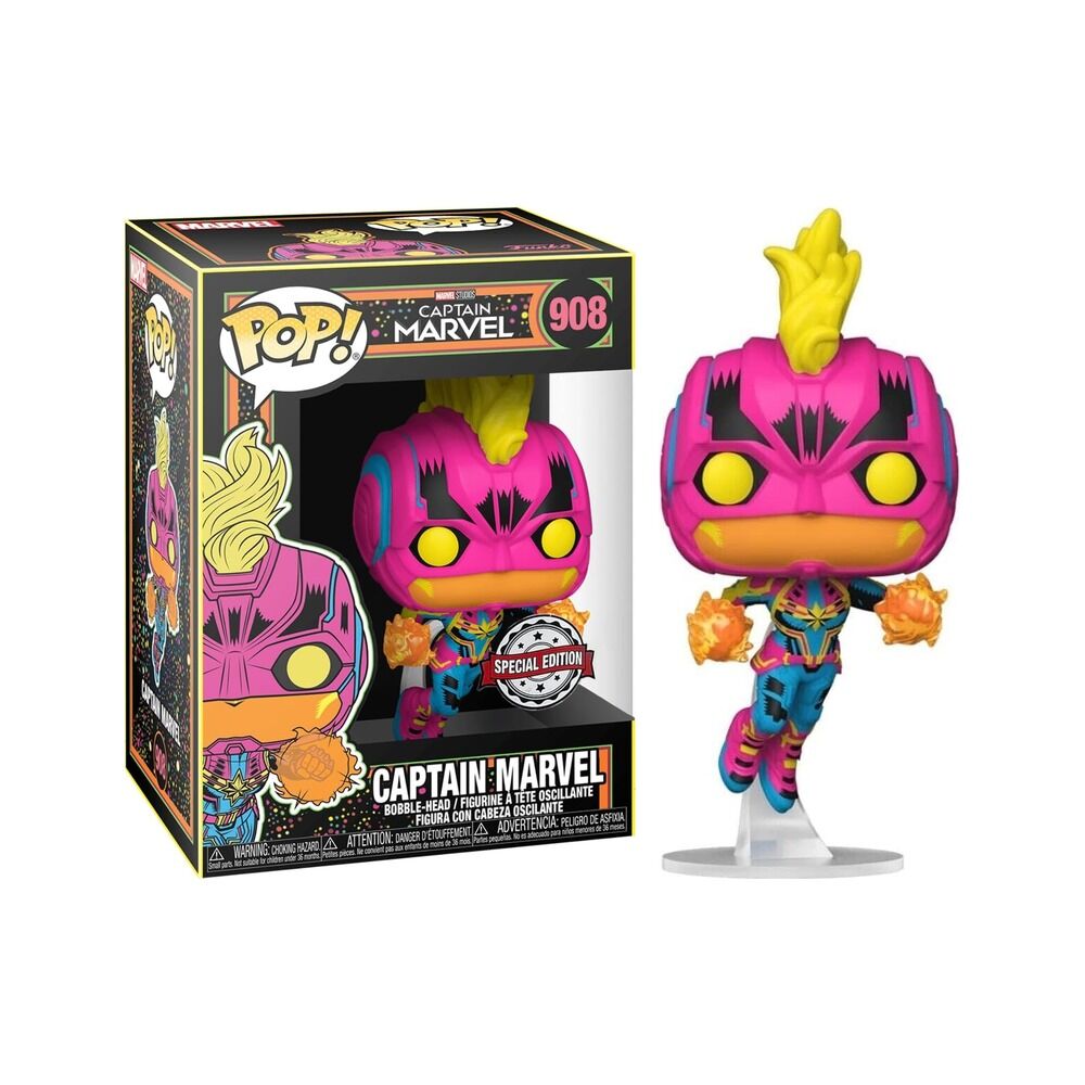 Funko pop! marvel: black light - capitana marvel exclusivo