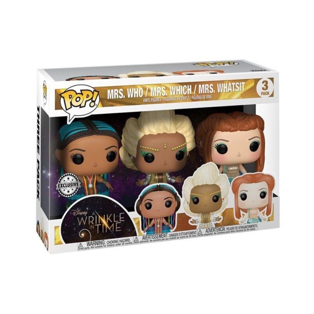 Funko pop! disney: un pliegue en el tiempo - pack 3 figuras mrs. who, mrs. which y mrs. whatsit exclusivo