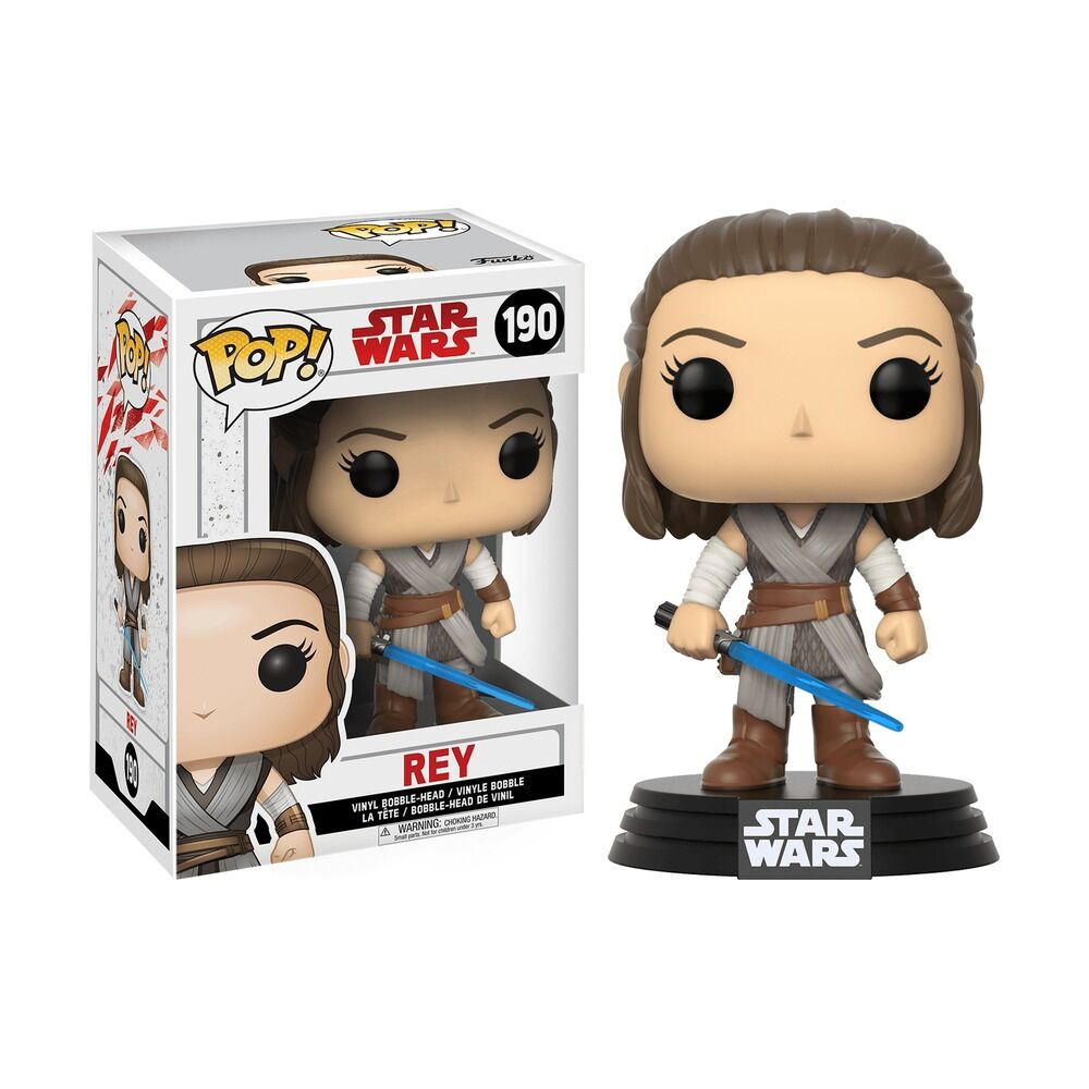 Funko pop! star wars episodio viii: the last jedi - rey con sable laser azul