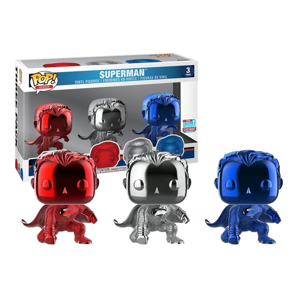 Funko pop! dc super heroes - 3-pack superman - exclusivo nycc18