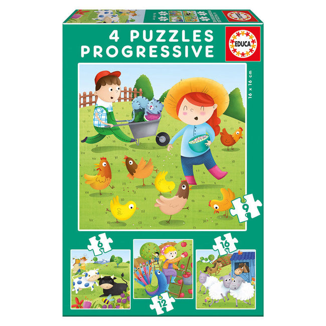 Puzzles progresivos Animales de la Granja 6-9-12-16pz Hover Image