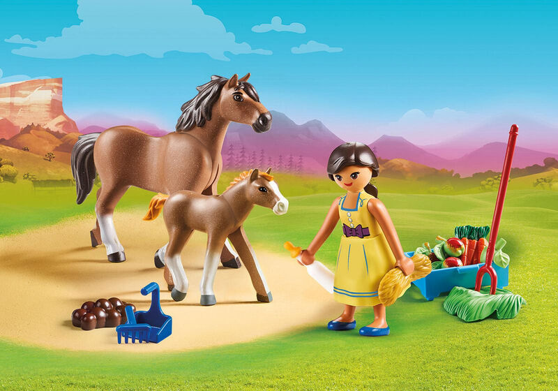 Playmobil 70122 pru con caballo y potro