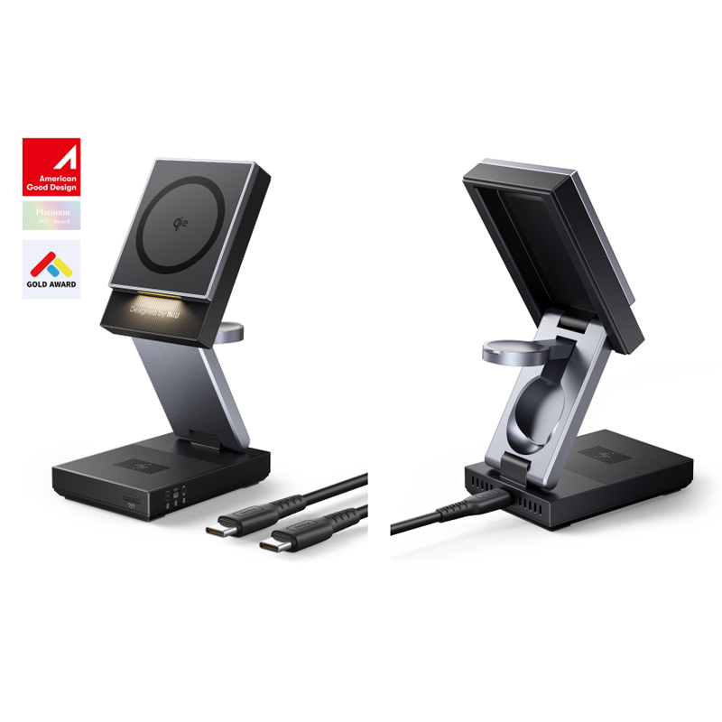 Iniu Cargador 3-In-1 Magnetic Wireless Qi2.0 Charping Stand
