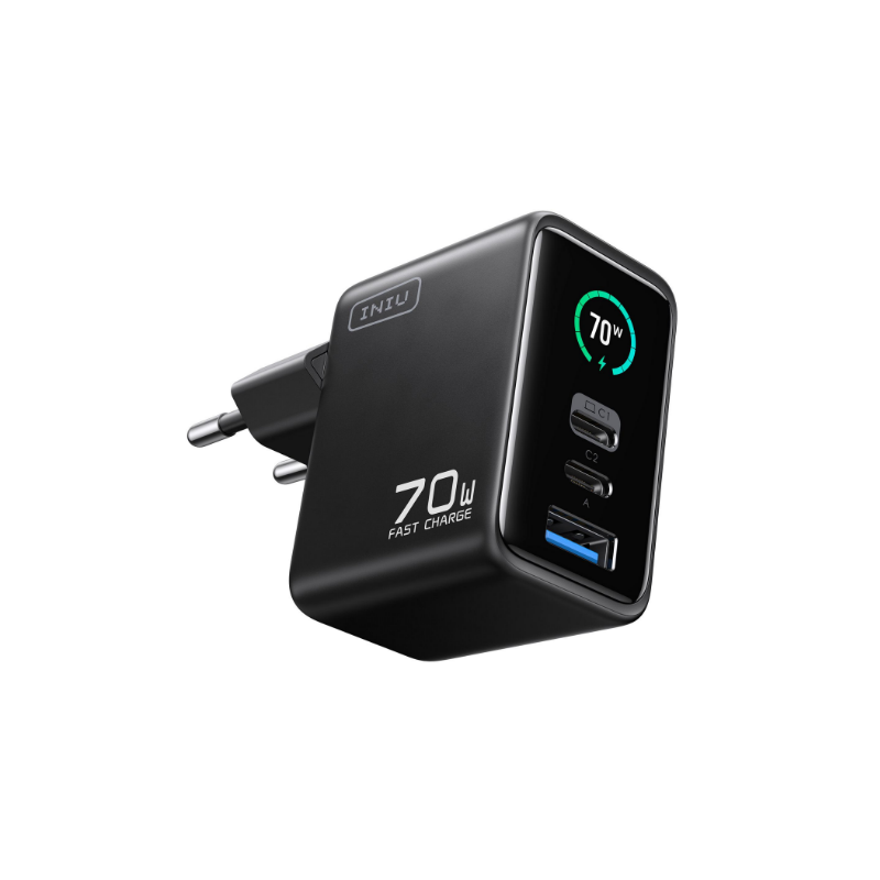 Iniu Cargador Display Leopard 70W 2Usb-C+ 1Usb-A