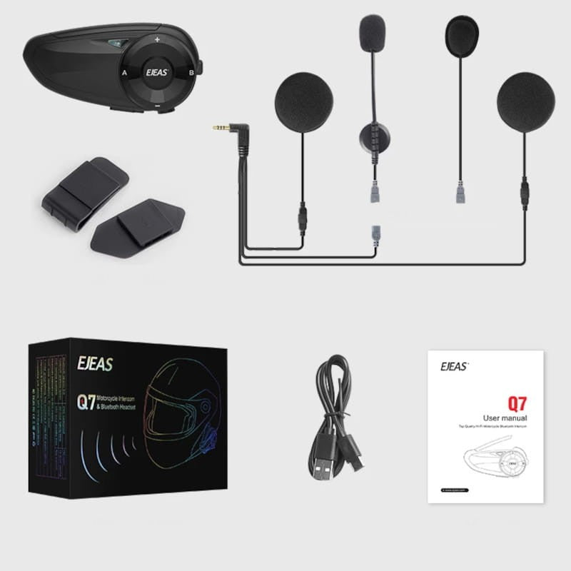 EJEAS Q7 Full Duplex para 7 conductores - Intercomunicador para Moto