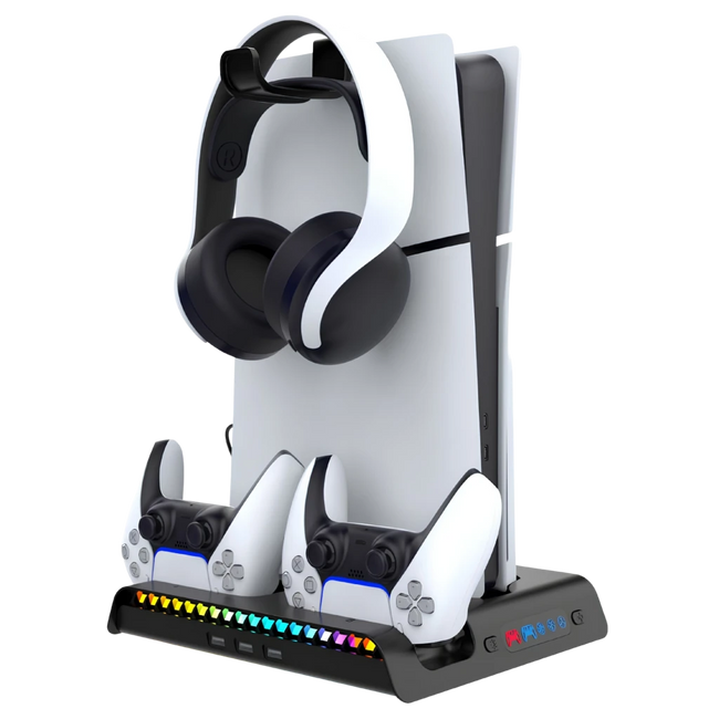 iPega P5S006H Multifunctional Charging RGB Stand with Cooling for PS5 Slim Black Hover Image