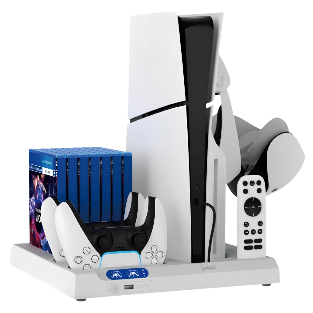 iPega P5S028 All-in-One Charging Stand with Cooling for PS5/PS5 Slim/PS5 Pro White