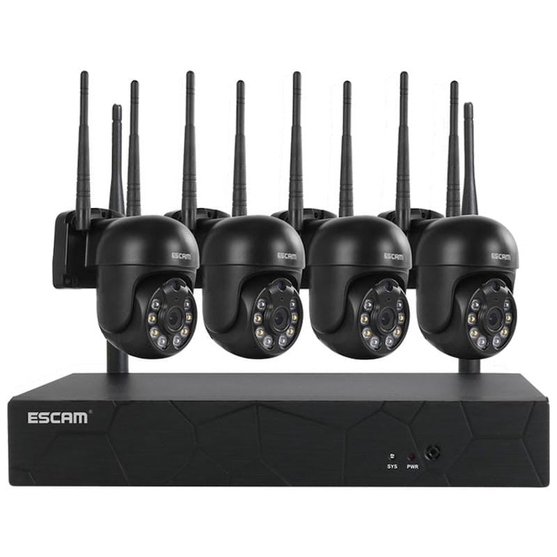 Kit videovigilancia IP Escam WNK614 Wifi 3MP 4 Cámaras de Seguridad