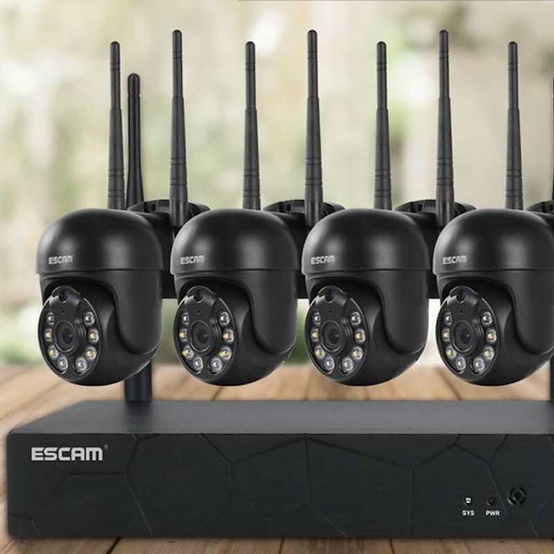Kit videovigilancia IP Escam WNK614 Wifi 3MP 4 Cámaras de Seguridad