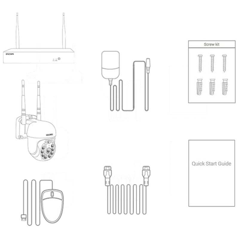 Kit videovigilancia IP Escam WNK614 Wifi 3MP 4 Cámaras de Seguridad