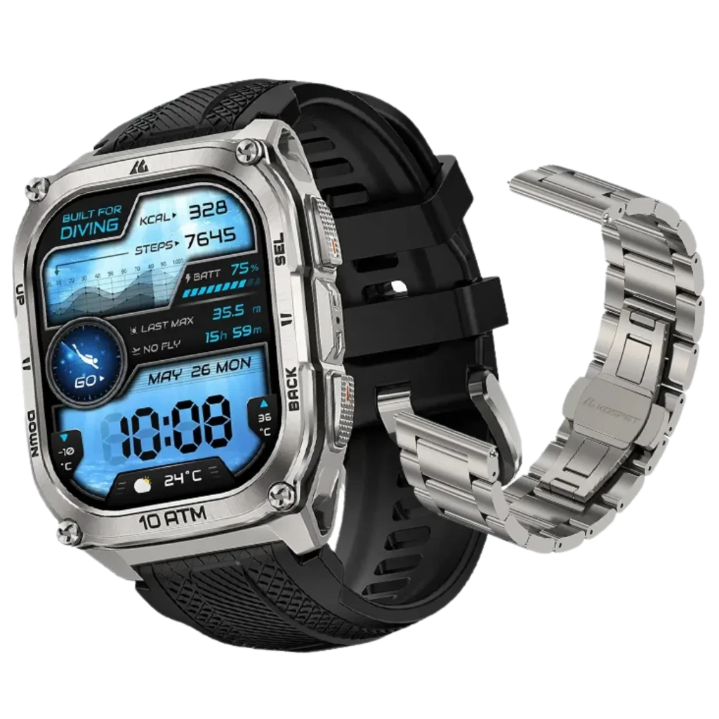 Kospet Tank M4 Special Edition Smartwatch 1,96" AMOLED 15 días GPS 10 ATM Silver