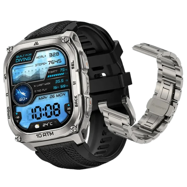 Kospet Tank M4 Special Edition Smartwatch 1,96" AMOLED 15 días GPS 10 ATM Silver Hover Image