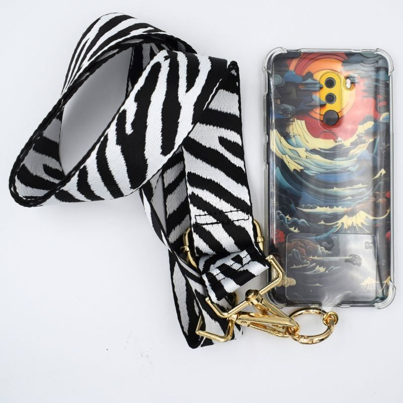 Lanyard Para Móvil Blanco y Negro - Universal con Tarjeta para todas las fundas