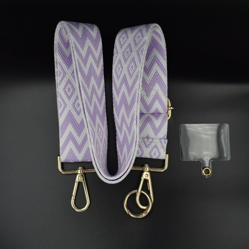 Lanyard Para Móvil Lavanda y Blanco - Universal con Tarjeta para todas las fundas
