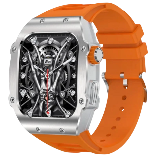 LEMFO AK55 Plata con Correa de Silicona Naranja - Reloj inteligente Hover Image