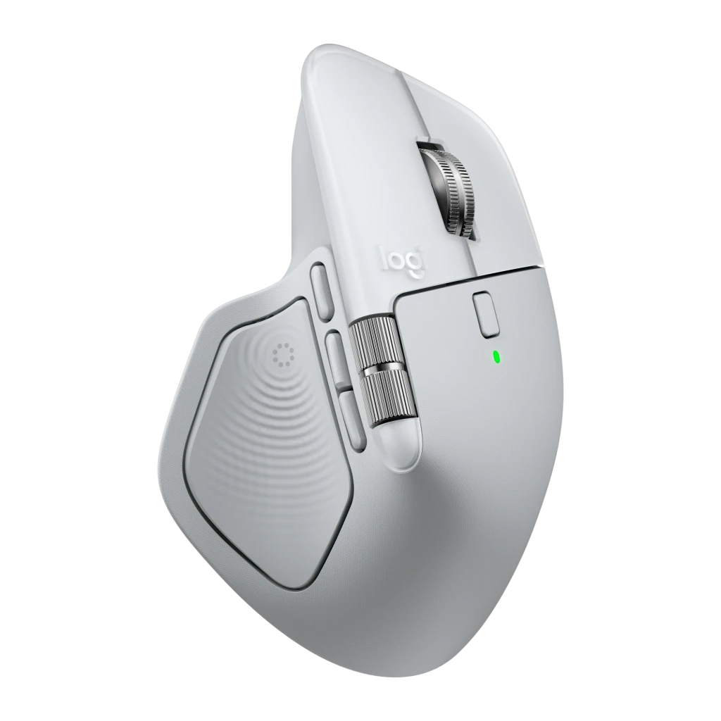 MX Master 4 for Mac, ratón Bluetooth ergonómico con respuesta háptica avanzada, desplazamiento ultrarrápido, carga USB-C, macOS, iPadOS, Windows White Silver