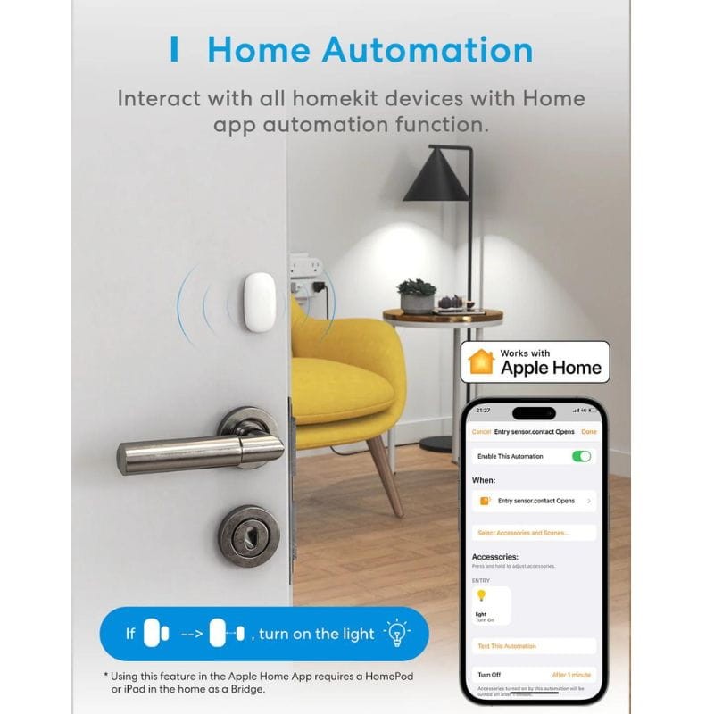 Meross MS200H HomeKit Blanco - Sensor de puertas y ventanas