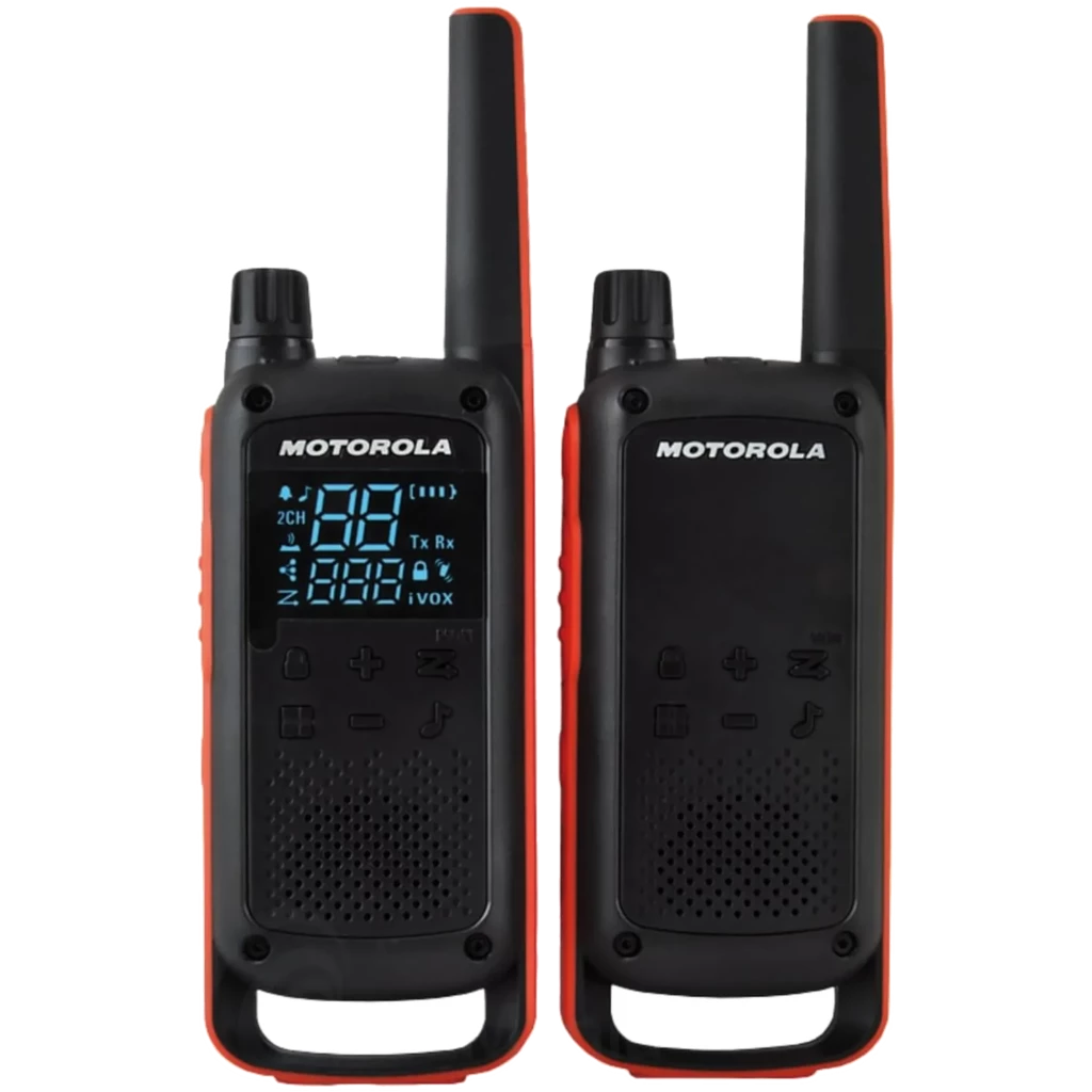 Motorola Talkabout T82 Two-Way Negro/ Naranja Pack de 2  Walkie Talkie 16 canales