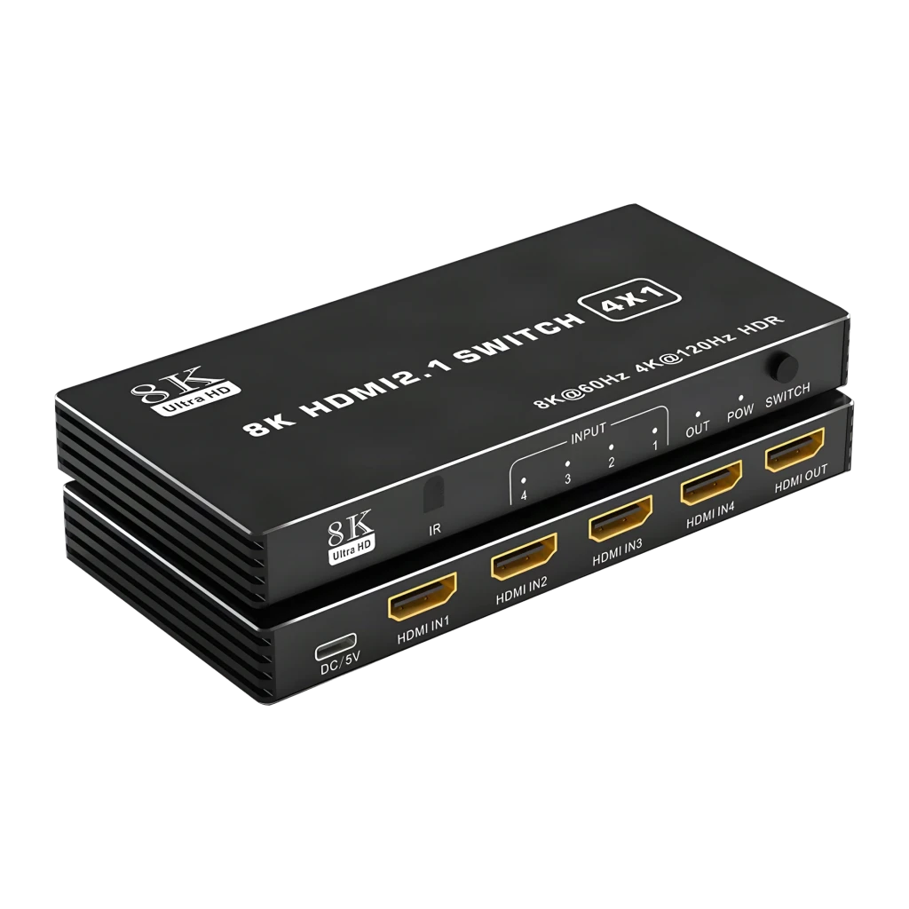 Conmutador Switch HDMI 2.1 4 Puertos 4x1 Negro