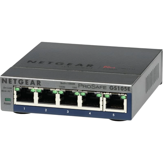 NETGEAR GS105E-200PES switch Gestionado L2/L3 Gigabit Ethernet (10/100/1000) Gris Hover Image