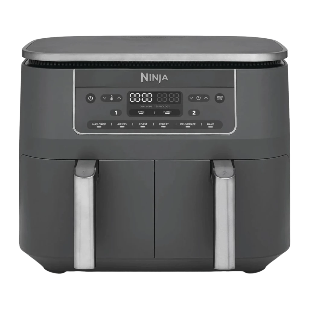 Ninja Dual Zone hot air fryer DZ300EU (gray/silver, 2,470 watts, 2 baskets 3.8 liters each)
