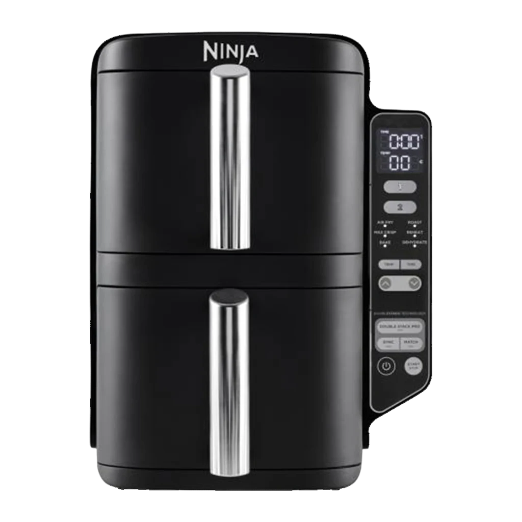 Ninja Double Stack 2-level hot air fryer SL300EU (black, 2,470 watts, 2 baskets each 3.8 liters)
